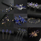 Vintage Blue Rhinestone Hair Comb Wedding Hair Accessories Bridal Hair Clip Headpiece Jewelry Bride Tiara Hair Ornament Gift