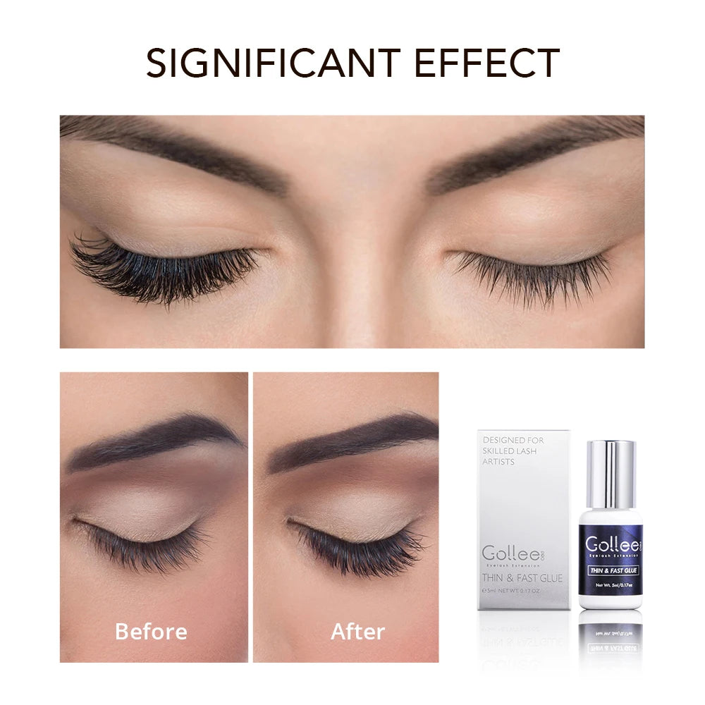 Gollee Glue for Eyelash Extensions 1s Fast Drying 5ml Bonder Glue Lasting false Lash Extension Supplies Profession Makeup tools