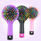 Rainbow Air Volume Paddle Hair Comb Brush with Makeup Mirror Detangler Hair Curl Straight Massage Comb Brush Hair Styling Tools
