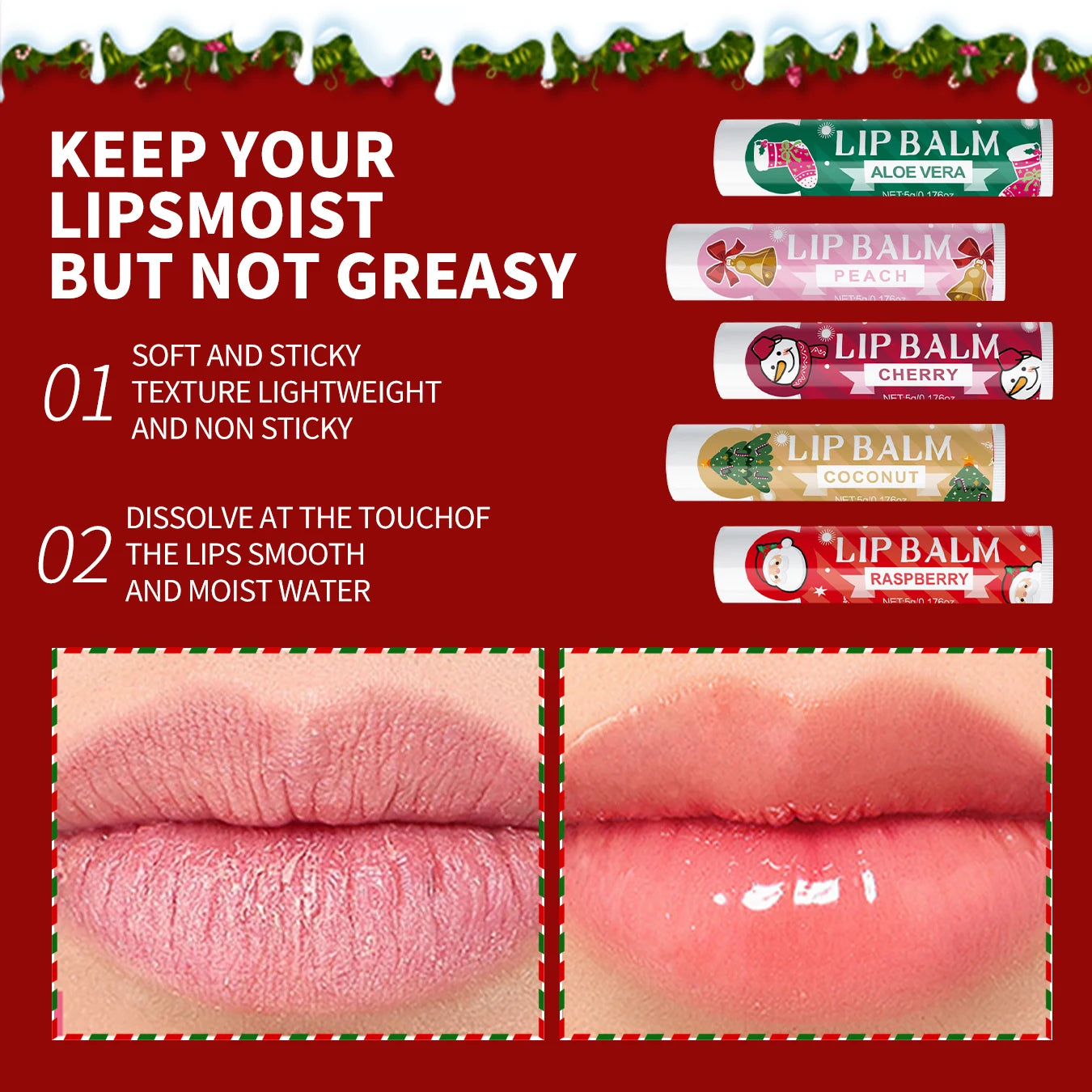 20 pieces/box Christmas lipstick Set Christmas Socks Filler Christmas Gift Long lasting Moisturizing Gloss Non greasy -5 flavors