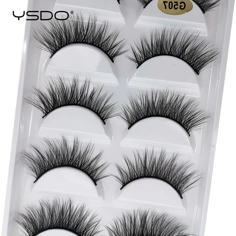 YSDO Eyelashes 3/5 Pairs Natural Long 3D Mink Lashes Fluffy Volume Mink False Eyelashes Cruelty Free Wispy Lashes Makeup Cilios