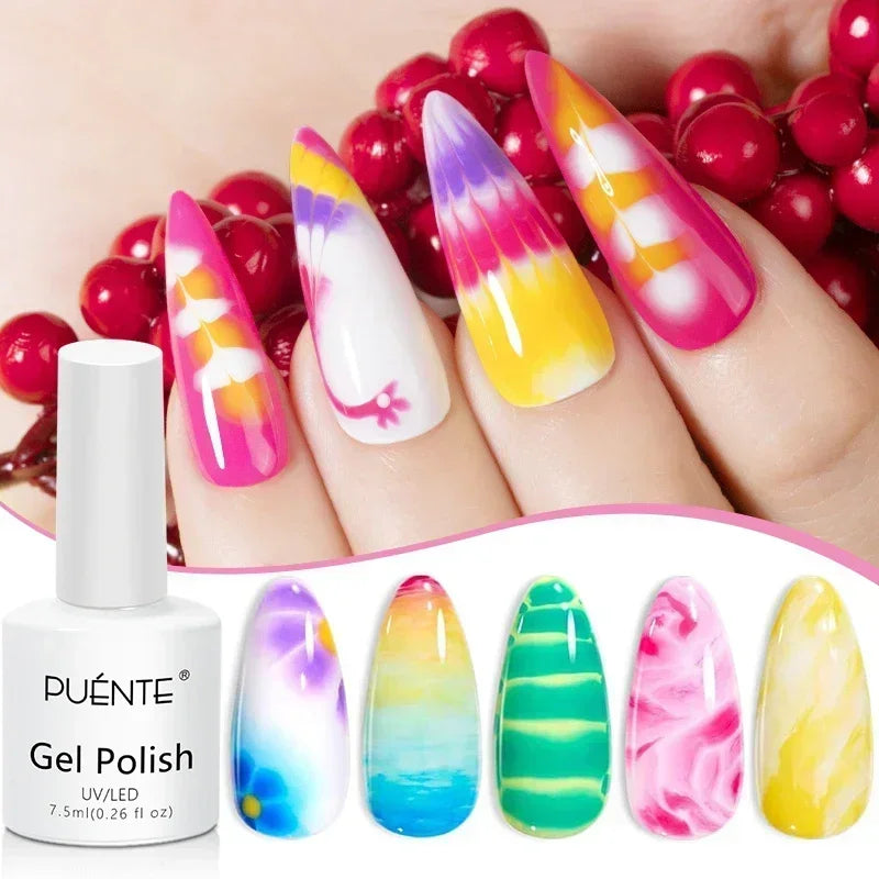 PUENTE 7.5ML Vibrant Blue Cat Eye Gel Nail Polish High Glossy Long-Lasting Soak Off UV Semi-Permanent Nail Art Varnish Manicure