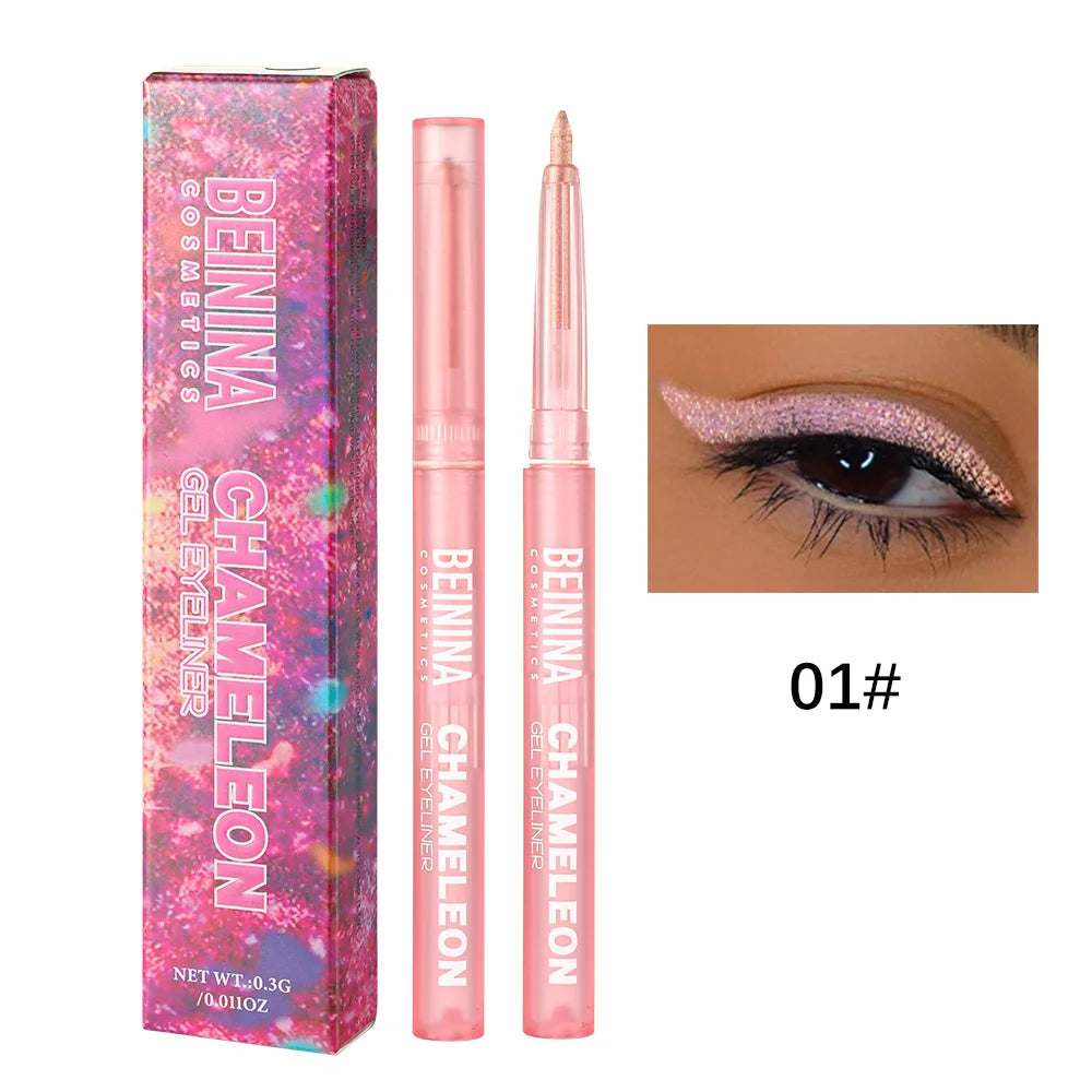 Shiny Chameleon Green Eyeliner Gel Metallic Eyeshadow Multicolor Eye Liner Pearlescent Polarized Glitter Eye Pigment Makeup