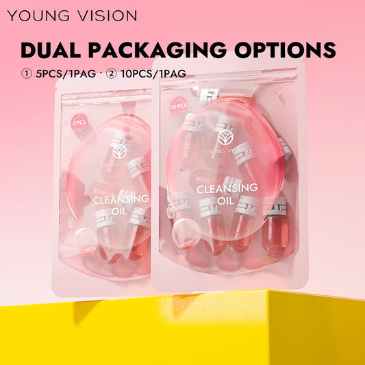 YOUNG VISION 5pcs/10pcs Cleansing oil Rose Flower Makeup Remover Oil Mild Non-irritating Pore Cleansing Makeup Remover Set