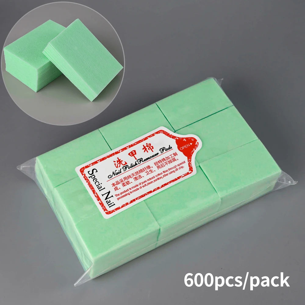 1000/600/500/100pcs Lint-Free Nail Cotton for UV Gel Polish Removal Wipes Paper Pads 100% Cotton Soft Non Woven Nail Cleaner Pad