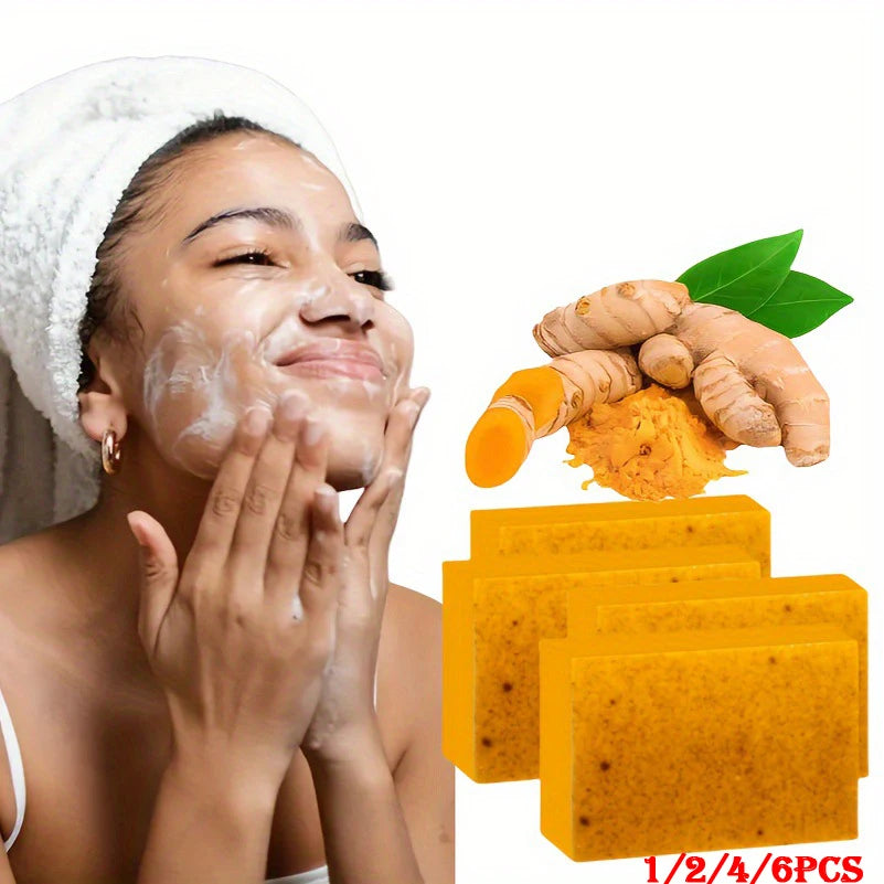 1/2/4/6Pcs Turmeric Kojic Acid Handmade Soap Scrub for Exfoliation, Moisturizing, Deep Cleansing, Spot Removal, Acne Removal