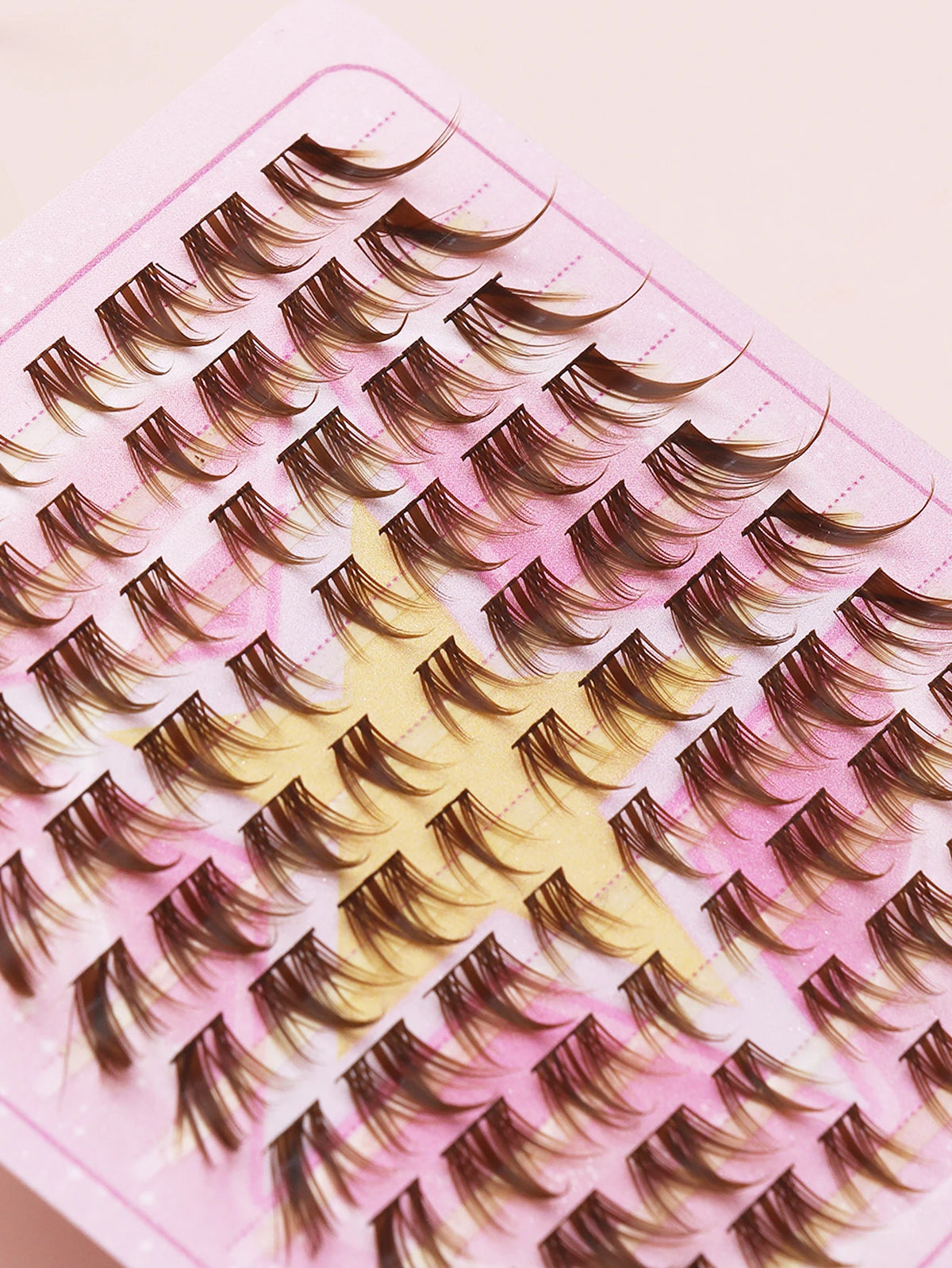 80 Clusters of Brown Natural Fox-Style Cat Eye False Eyelashes Makeup Tools, Natural Segmented Eyelash Bundles Makeup Tools
