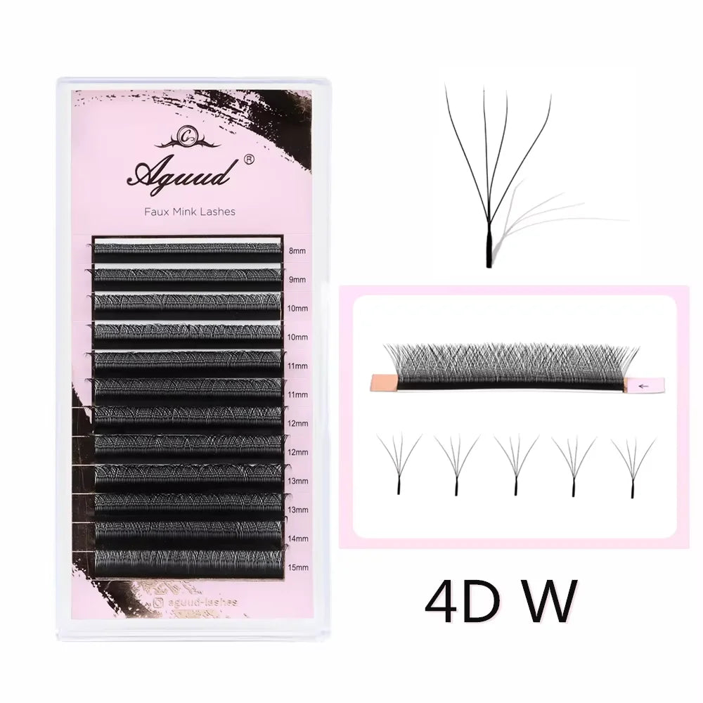 AGUUD Single Tip 2D Y Eyelash Extension Ultra-thin Y Lash Extension Lightweigh Premium Mesh Net Cross Lash 2D Volume Fans Lashes