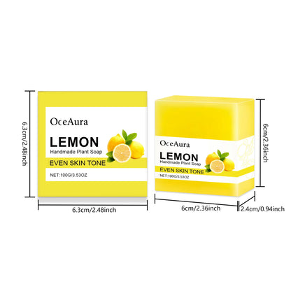 OCEAURA Luxury Lemon Handmade Essential Oil Soap Bar - Gentle Skin Cleansing Moisturizing & Brightening 3.35 OZ