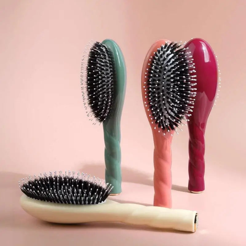 Fried Dough Twists Boar Bristle Hair Brush Scalp Massage Comb Professional Salon Grade Detangling Hairbrush 1Pcs