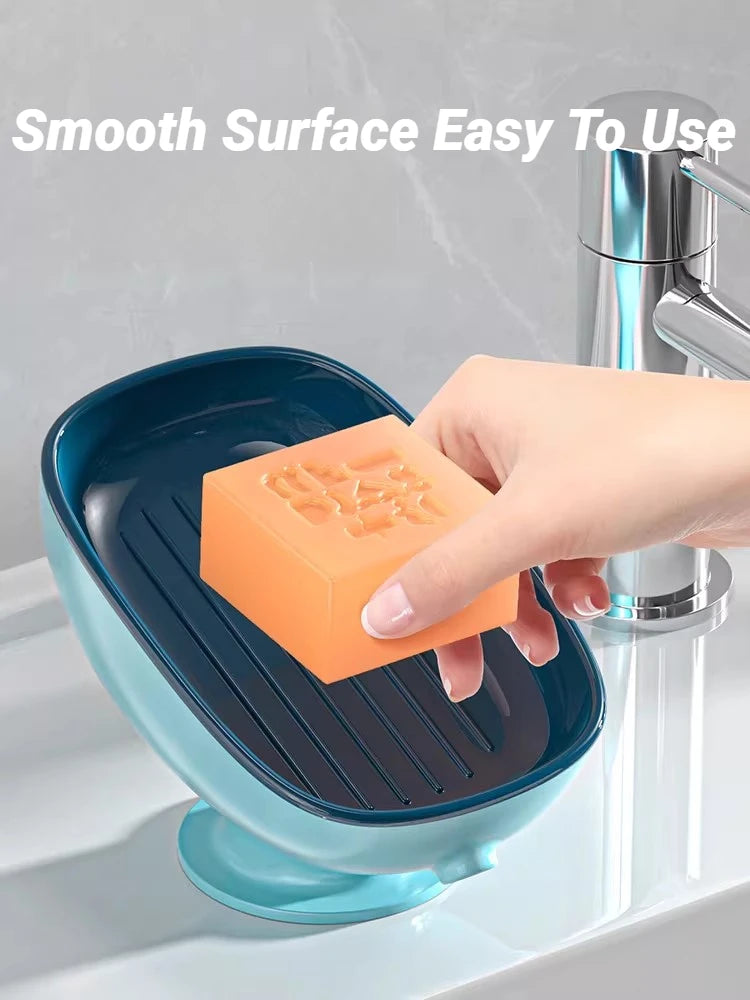 Self Draining Soap Holder Super Suction Cup Portable Storage Container For Bathroom Kitchen Sponge Accessories Supplies