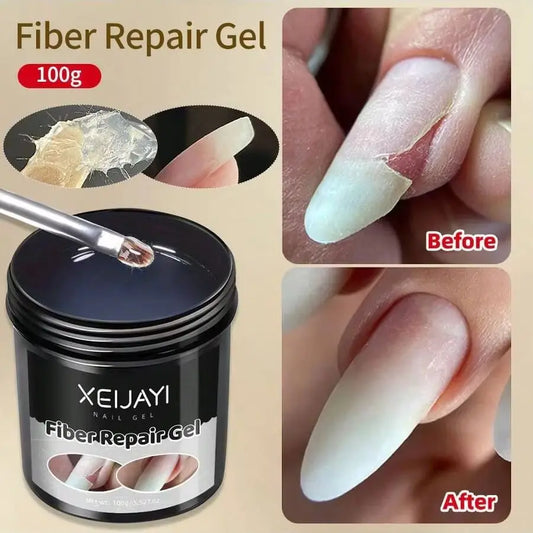 XEIJAYI 1Pc 100g Fiber Nail Repair Gel For Broken Nails, Transparent Nail repair Gel, Gel Nail Strengthener For Thin Nails