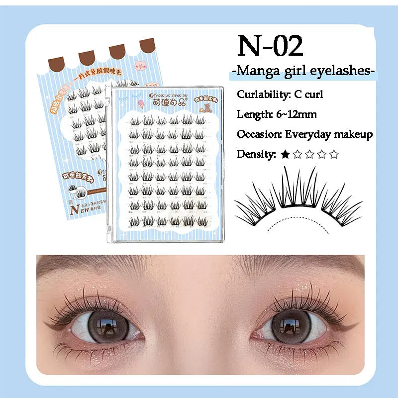 Ultra-thin Noglue Lashes Zero-touch False Eyelashes Natural Eyelash Clusters Lashes with Eyelash Glue Self Adhesive Eyelashes
