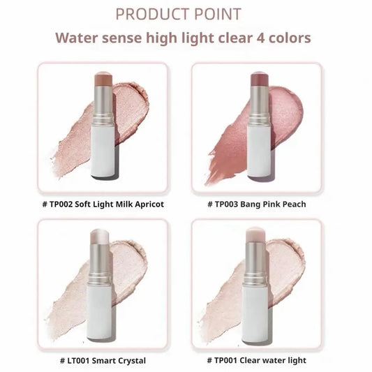 10g Highlighter Stick Sheer Shimmer Color Cream Blush Stick Long Lasting Sweat Proof Portable Twist Up For Face Cheeks Eyes
