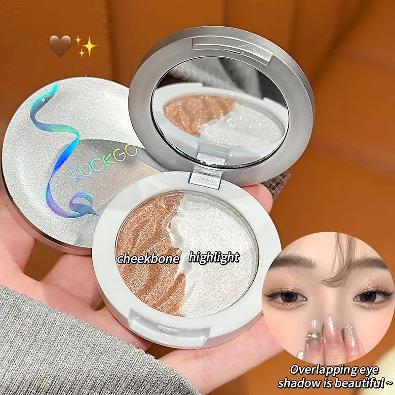 Dual Color Liquid Sand Highlighter Sparkle Mashed Potatoes Texture High Shine Face & Eye Glow Long Lasting Gloss Makeup Cosmetic