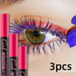 3pcs Colorful 3D Eye Blue Green Purple Mascara Waterproof Lengthens Eyelashes Extension Silk Fiber Mascare Long Lasting Eye Makeup for Women Cosmetic Korean Make up