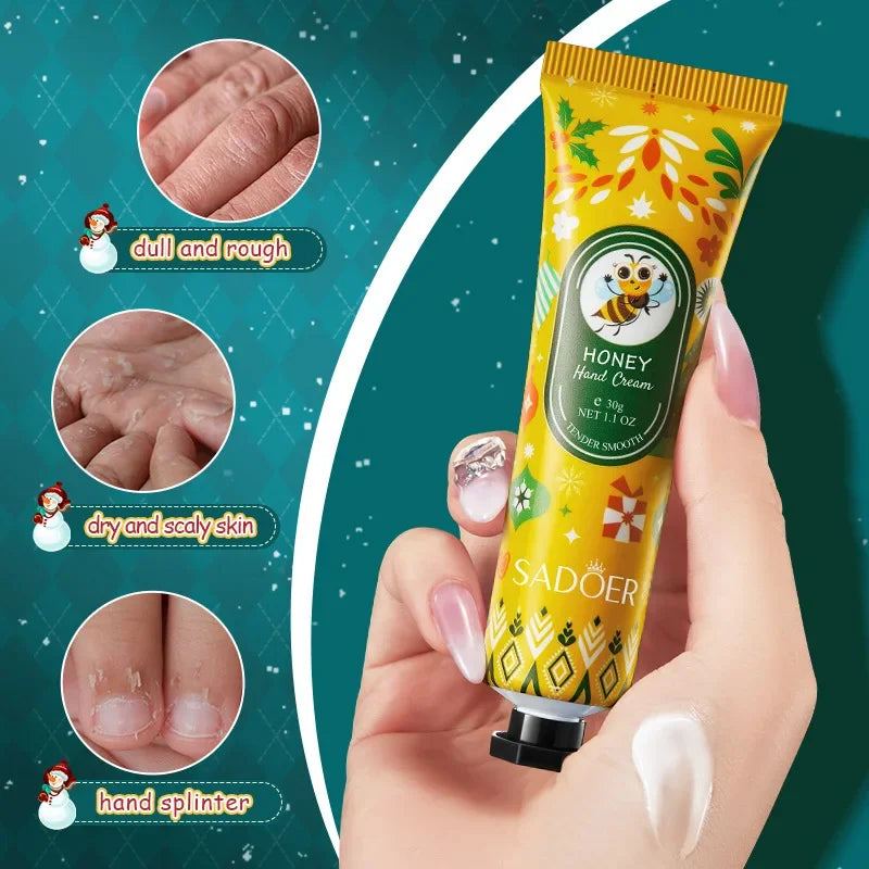 SADOER Gift Box Christmas Fragrance Moisturizing Hand Cream Set Lipstick Souvenir Moisturizing Anti-Drying Girl Holiday Gift