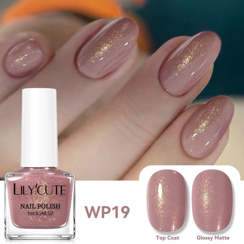 LILYCUTE 7ml Dark Red Nail Polish Water-based Colorful Glitter Sequins Air Dry No Need Cure Nail Art Supplies Gorgeous Color