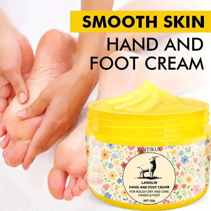 YUITIKUE Lanolin Hand & Foot Cream Moisturizing Smooth Care for Rough Dry Skin Nourish Hands Feet 50g