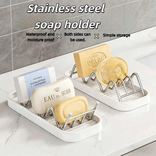 2pcs Wave Soap Rack Soap Box Soap Dish Soap Drain Box Bathroom Countertop Shelf Kitchen Storage Rack Multi-Compartment Soap Rack