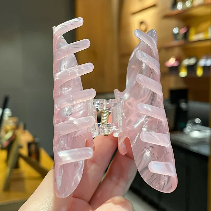 Elegant Acrylic Hair Claw Clip with Rhinestone Embellishments,Pink Bow Design,Anti-Slip Grip,Fashionable Daily Wear Accessory