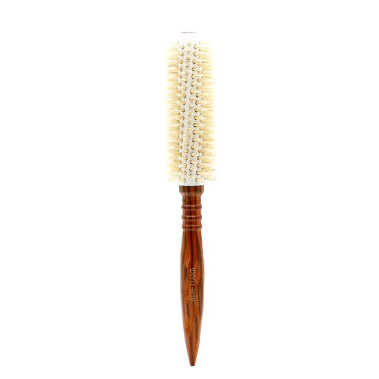 3Sizes Natural Boar Bristle Round Hair Brush Wooden Point Tail Curling Comb Salon Blow Dry Styling Brush for Fluffy Curls Bangs