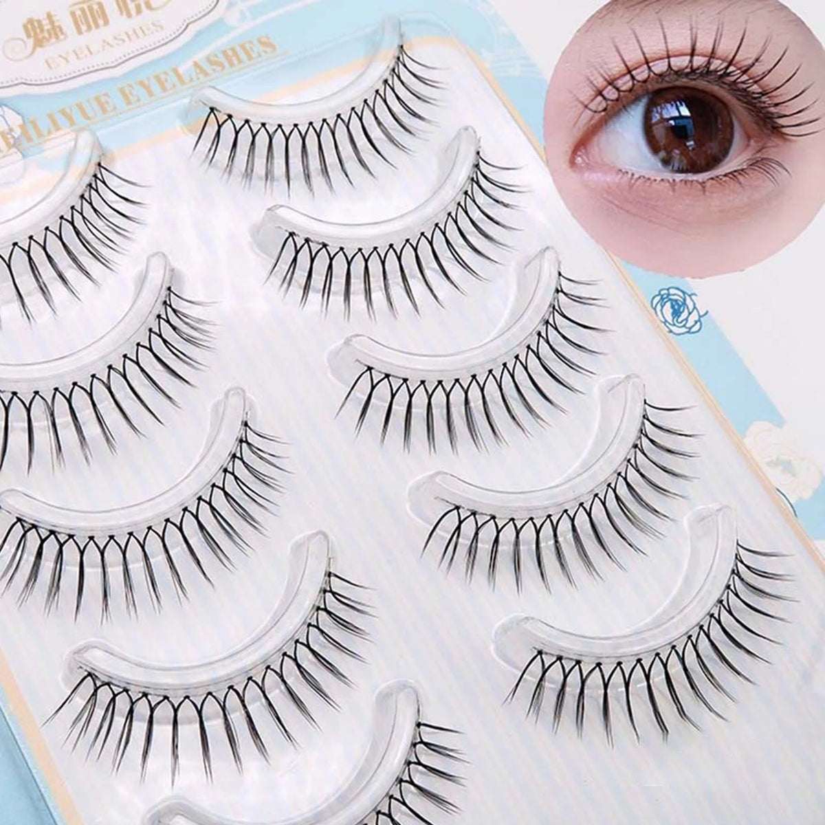 5 Pair False Eyelashes Korean Style U Shape Lashes Natural Soft Full Strip Eyelash Extension DIY Wispy Lash Cosmetic Supplies