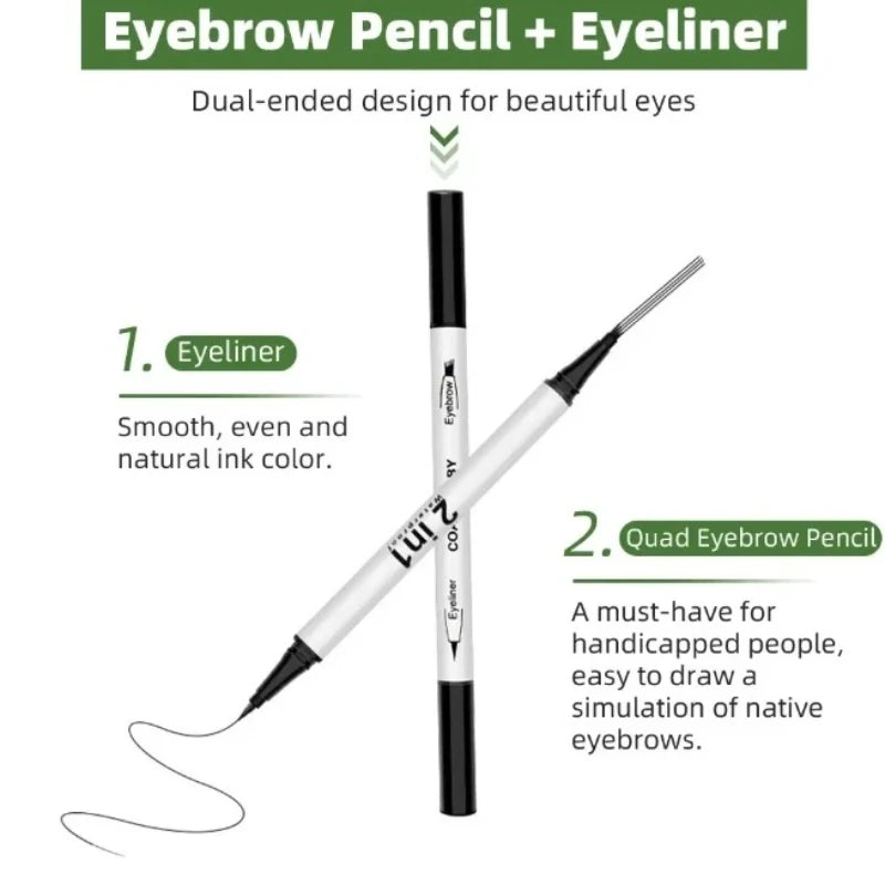 2 in1 Double Head Eye liner Brow Pencil Make up Waterproof Long-lasting No Blooming Rotatable Eyeliner Eyebrow Tattoo Pen Makeup