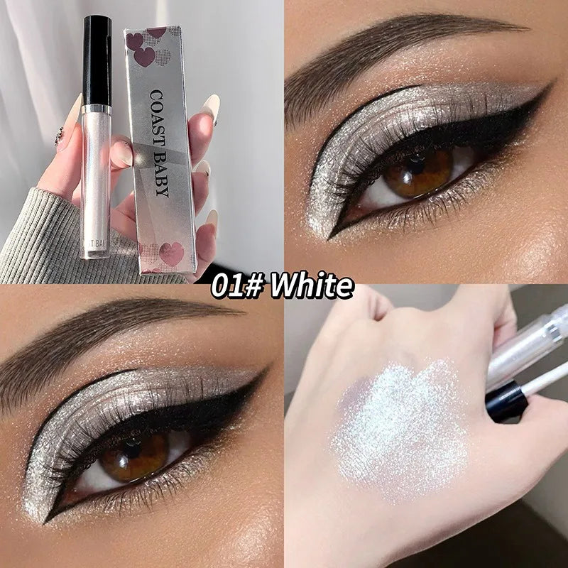 12 Color Pearlescent Liquid Eyeshadow Makeup Natural Smokey Silver Shimmer Diamond Glitter Shadows Waterproof Lasting Eye Makeup
