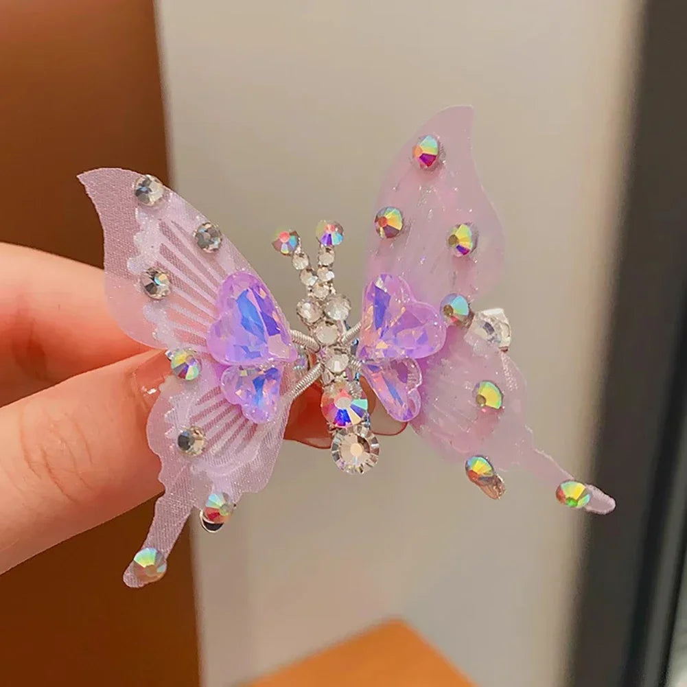 Styling Lively Moving Wings Bangs Cute Fairy Rhinestone Butterfly Hairpin Three-dimensional Hair Clip Headwear Hair Accessories