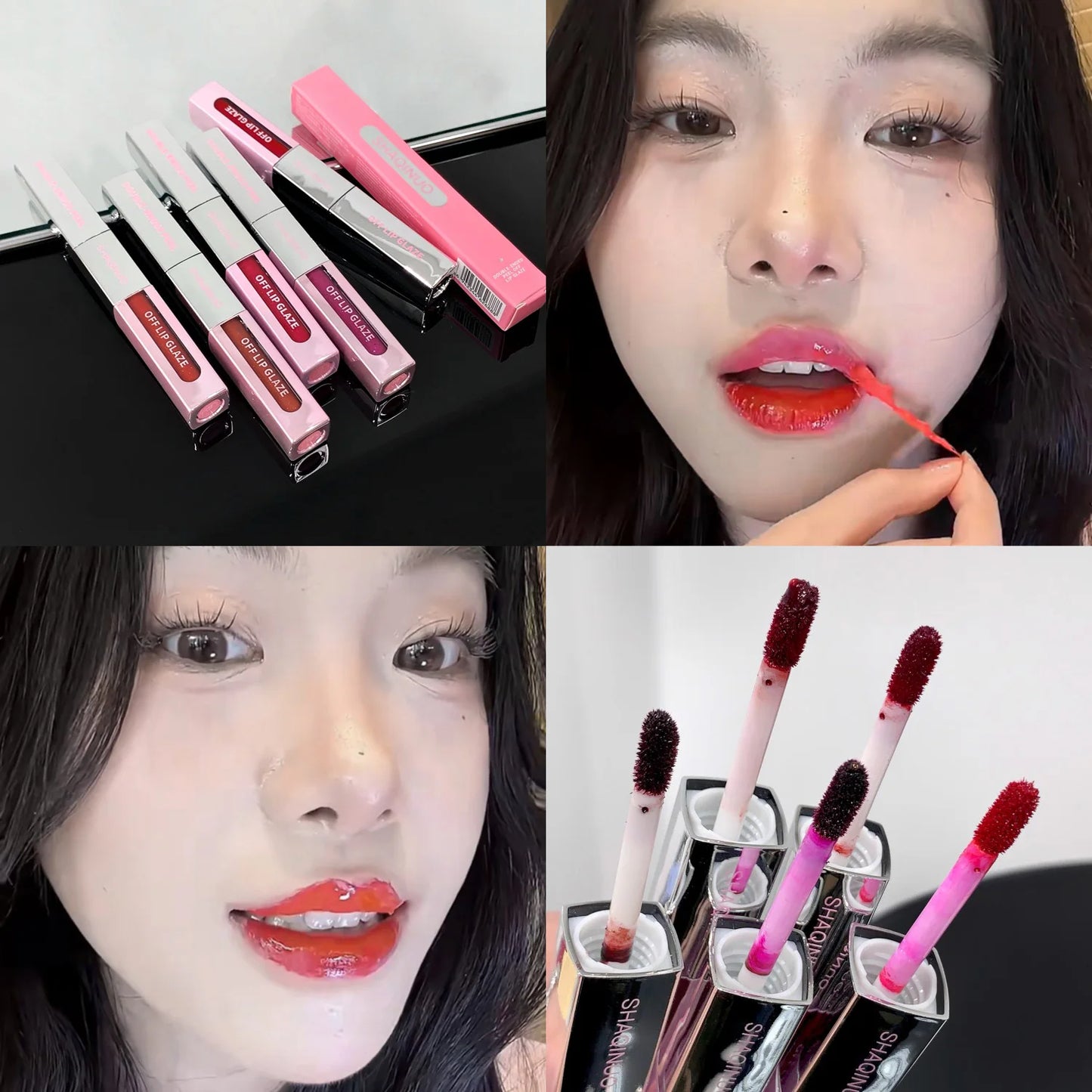 2 in 1 Matte Tear Off Lip Glaze Water Light Mirror Lip Stain Tattoo Peel-off Lip Gloss Waterproof Rose Lips Tint Lipstick Makeup