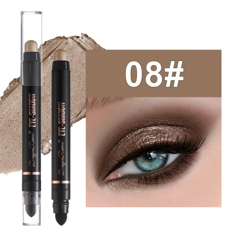 12-color Double Tip Eyeshadow Pen Set Metallic High Gloss Smudger Brighten Eye Makeup Pencil Shining Brown Eye Shadow Cosmetics