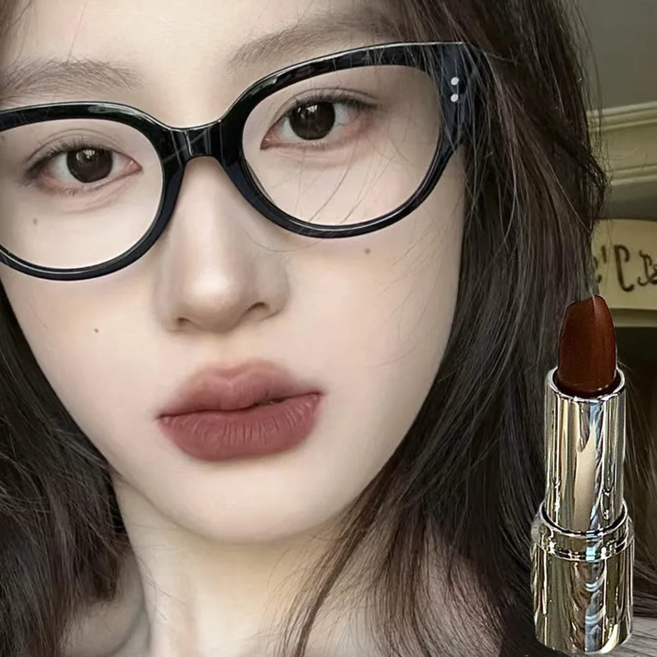 6Ccolors Matte Lipstick Crayon Milky Tea Purple Lip Tint Velvet Sexy Dark Red Lipstick Pen Non-stick Cup Lasting Brighten Makeup