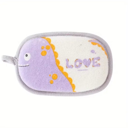 Baby Bath Sponge,Children Scrub Bath Towel, Cartoon Cleaning Brush for Kids Toddlers Newborns, Shower Head Hair Washing Massage