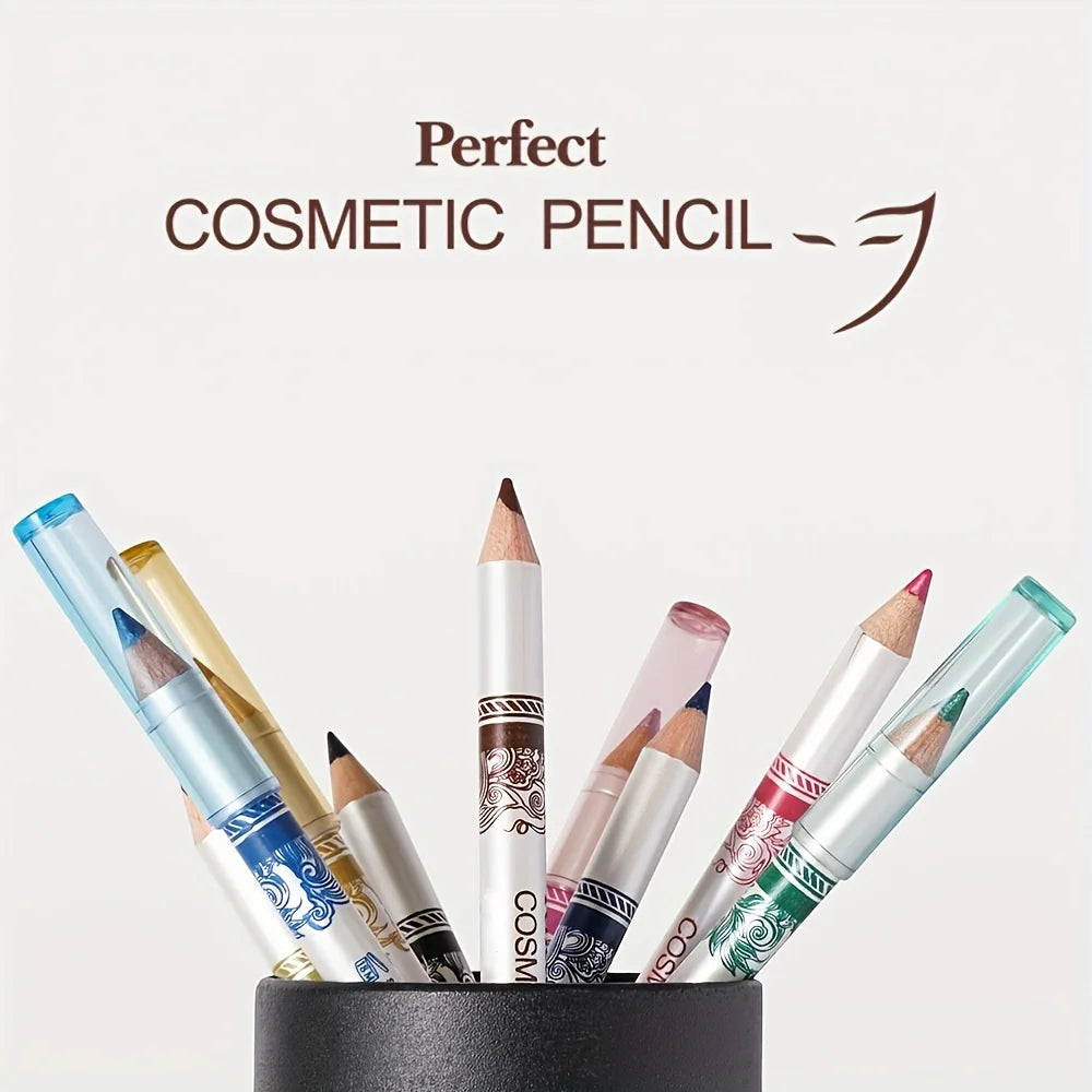 12PCS/PACK 2 in 1 Eyeliner 12 Colors Lip Pencil Long-lasting Waterproof Makeup Cosmetic Set Eye Liner HOT SALE
