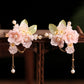 2pcs Chinese Hanfu Hair Clips Hairpins Flower Girls Pink Barretes Crystal Tassel Children Hair Accessories Jewelry Headwear