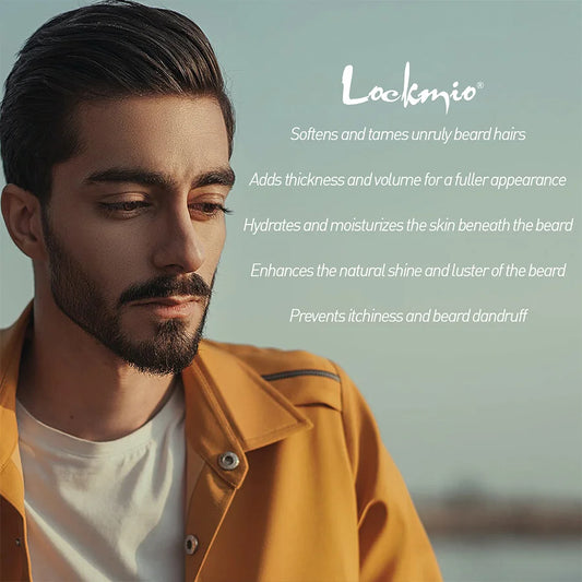 LOCKMIO Natural Shea Butter Beard Blam Wax 4pcs Set Moisturizing Smoothing Soften Styling Professional Beard Care Cream