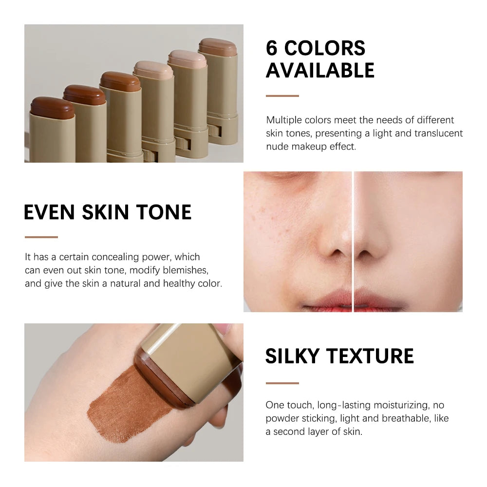 Eraser Foundation Stick Silky Texture Moisturizing Smooth Boosted Skin Tint Foundation Stick Travel-Friendly Concealer Stick