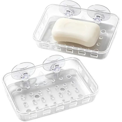 2 Pcs Suction Cup Soap Dish Holder Soap Case Clear Acrylic Plastic Wall Mounted Shower Soap Holder Bathroom Kitchen Accessory