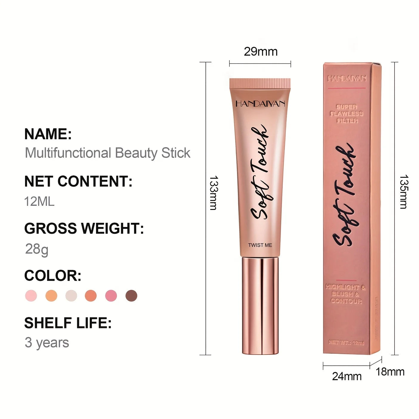 6 Colors Matte Blushers Natural Redness Highlighting Highlighter Brightening Fine Shimmer Liquid Blush Stick