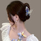 Starry Purple Gradient Rhinestone Shark Hair Clip, Resin Winged Butterfly Hair Claw, Stylish Exquisite Butterfly Claw Clip.