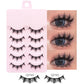 DINGSEN 5 Pairs Manga Lashes Eyes Lashes Soft Natural Long Eyelashes Fake Lashes Anime Wispy Strip False Eyelashes Makeup