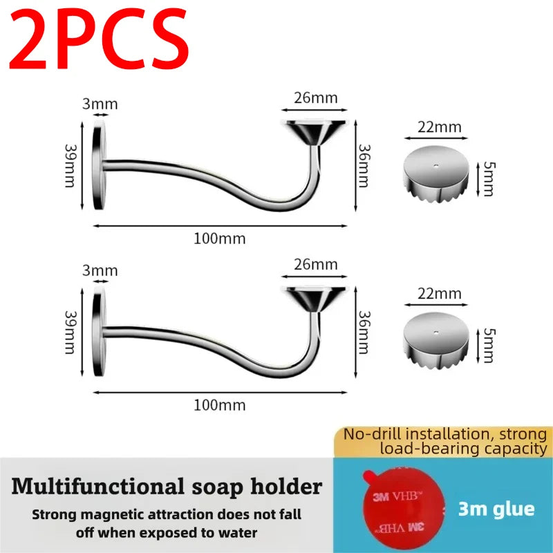 Stainless Steel Magnetic Soap Rack Multi-Functional Wall-Mounted Self-Drainage Bath Soap Dishes Kitchen Shower Room BXFZH03