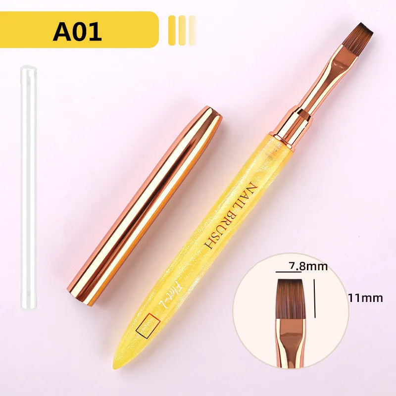1PC Gel Brush Oval & Flat UV Gel Nail Art Brush Professional Design Brushes Salon Home DIY Manicure