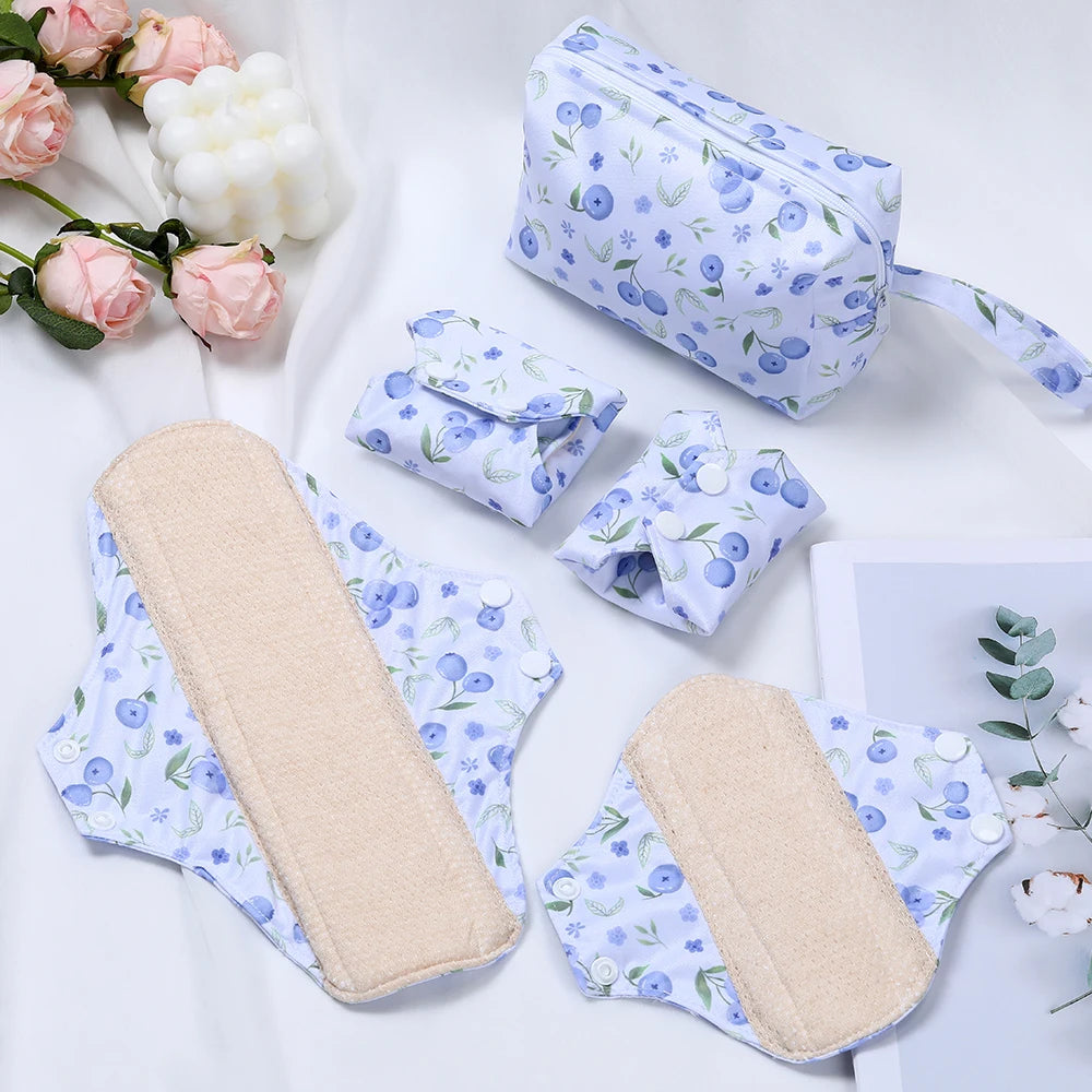 New Colourful Cotton Sanitary Pads Set Washable Menstrual Pads Reusable Nursing Pad Ladies Bratehable Cloth Menstruation Gift
