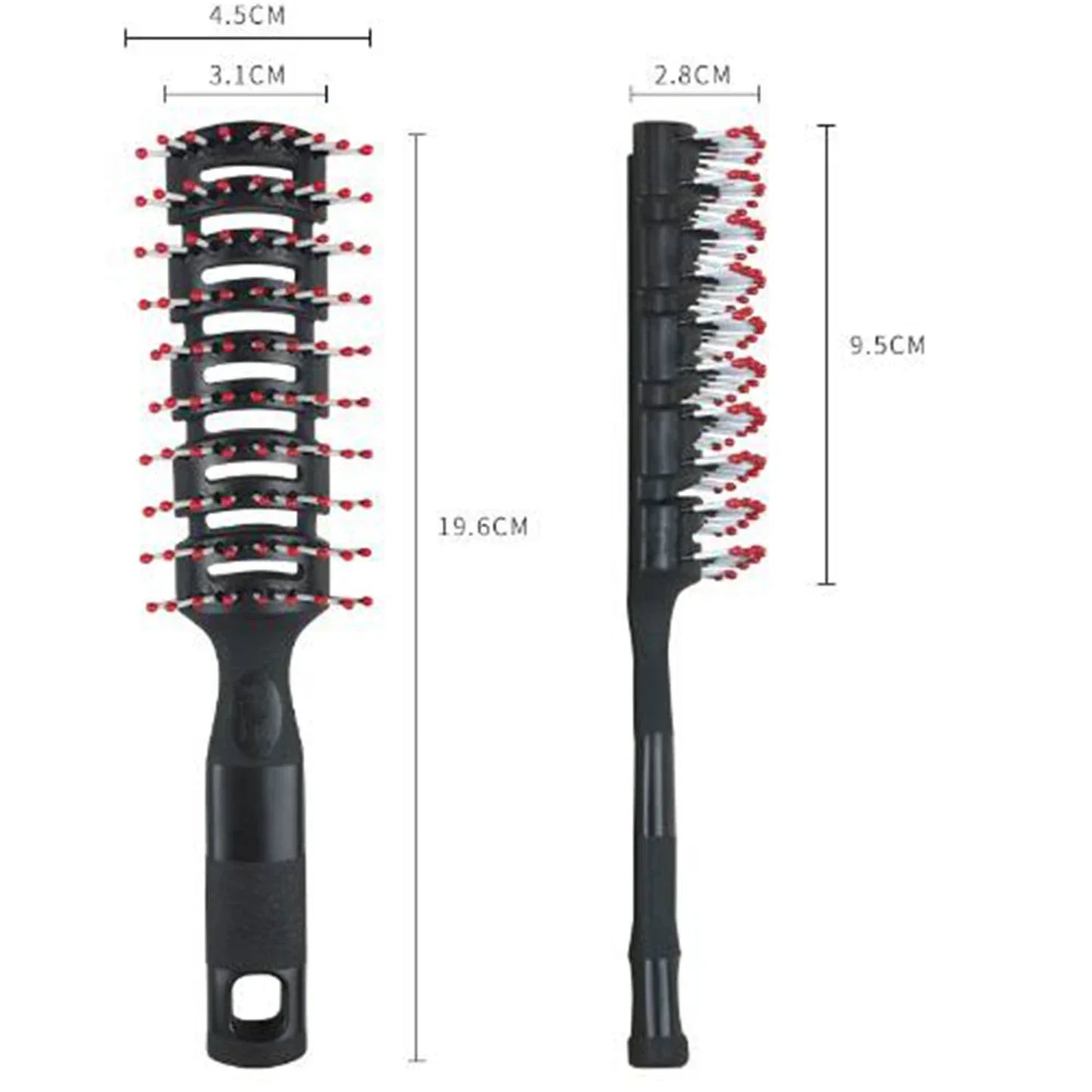Men Plastic Vent Hair Brush Comb Anti-Static Massage Hair Care Ribs Comb Back Hair Curly Hair Styling Salon Ribs Nine-Row Comb