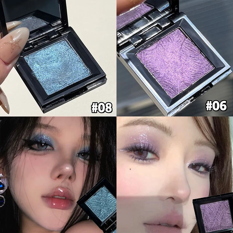 Monochrome Eyeshadow Palette Chrome Blue Pearl Glitter Highgloss Brightening Lasting Waterproof Metallic Luxury Eyeshadow Makeup