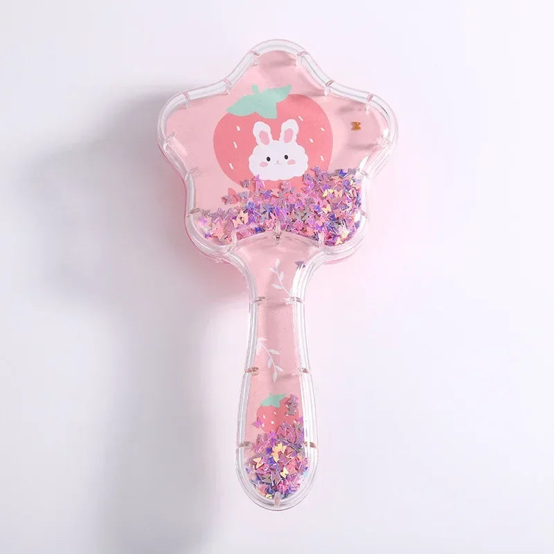 New Cartoon Air Cushion Massage Comb Star Shape Sequins Quicksand Anti-knot Combs for Baby Kids Comb for Curly Hair