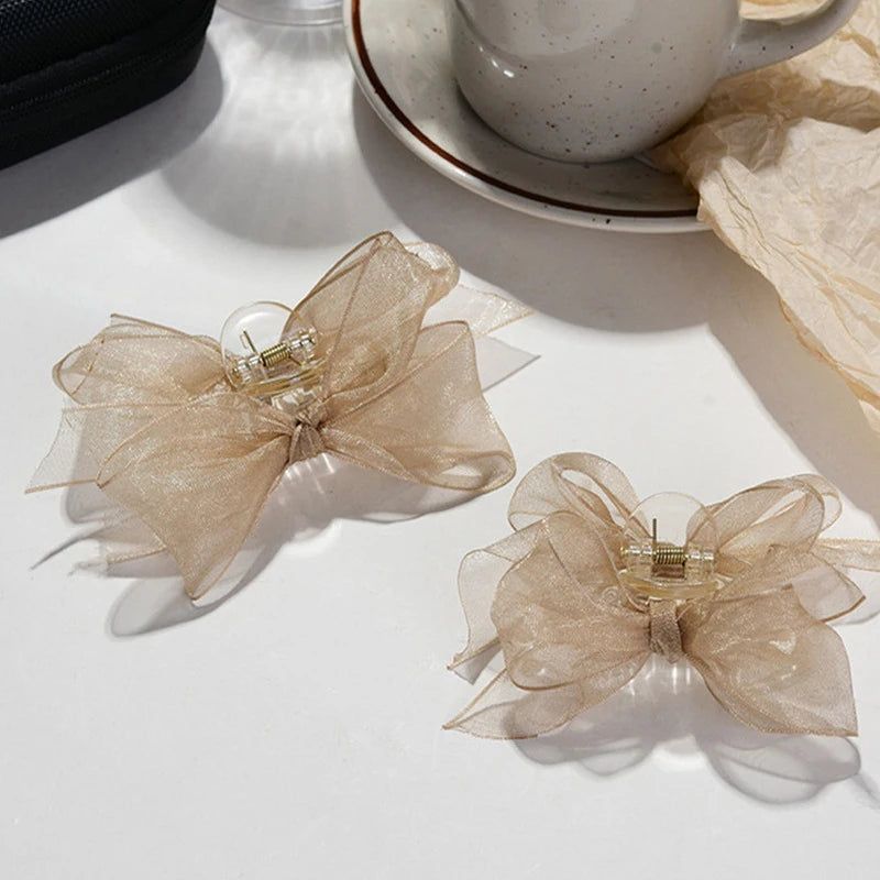 2Pcs Black Bow Small Hair Claw Women Girl Hair Grab Clip Side Clip Forehead Bangs Hair Styling Clip Sweet Headdress