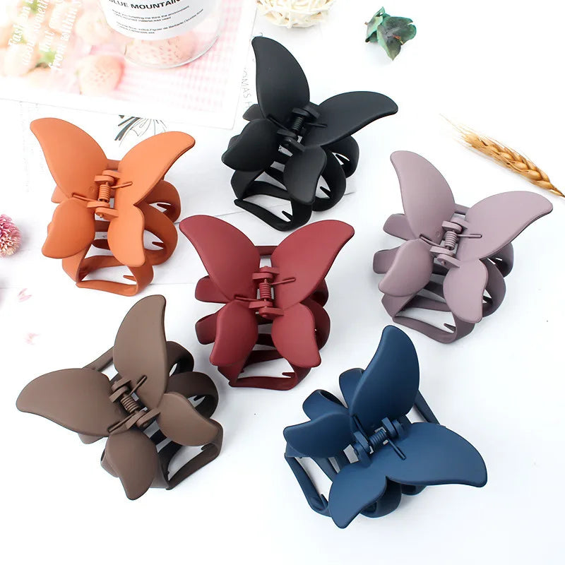 Frosted Butterfly Hair Clip Women Korean Simple Solid Color Fashion Exquisite Shark Clip for Girls Hair Style Accessories
